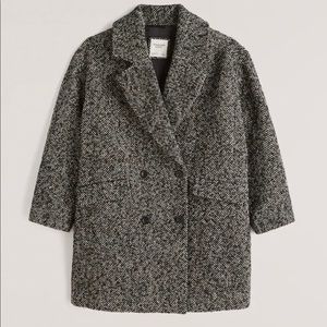 Black and white herringbone oversized Abercrombie jacket